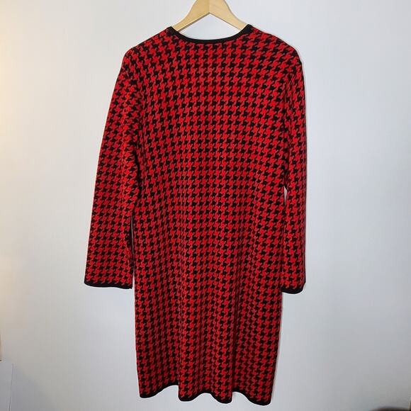 CM Collection Red & Black button up long sleeve houndstooth sweater / Dress  XL - Picture 2 of 10